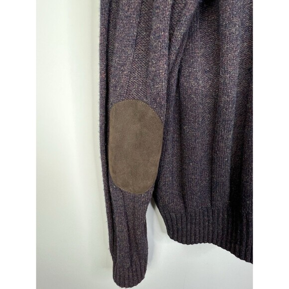 Jos A Bank Sweater Men's L Wool Blend Cardigan Ribbed Elbow Patch Shawl Collar - Picture 5 of 7